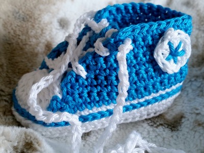 Sneakers para bebés - Tejer zapatillas de deporte – Parte 5.5 con subtítulos de BerlinCrochet