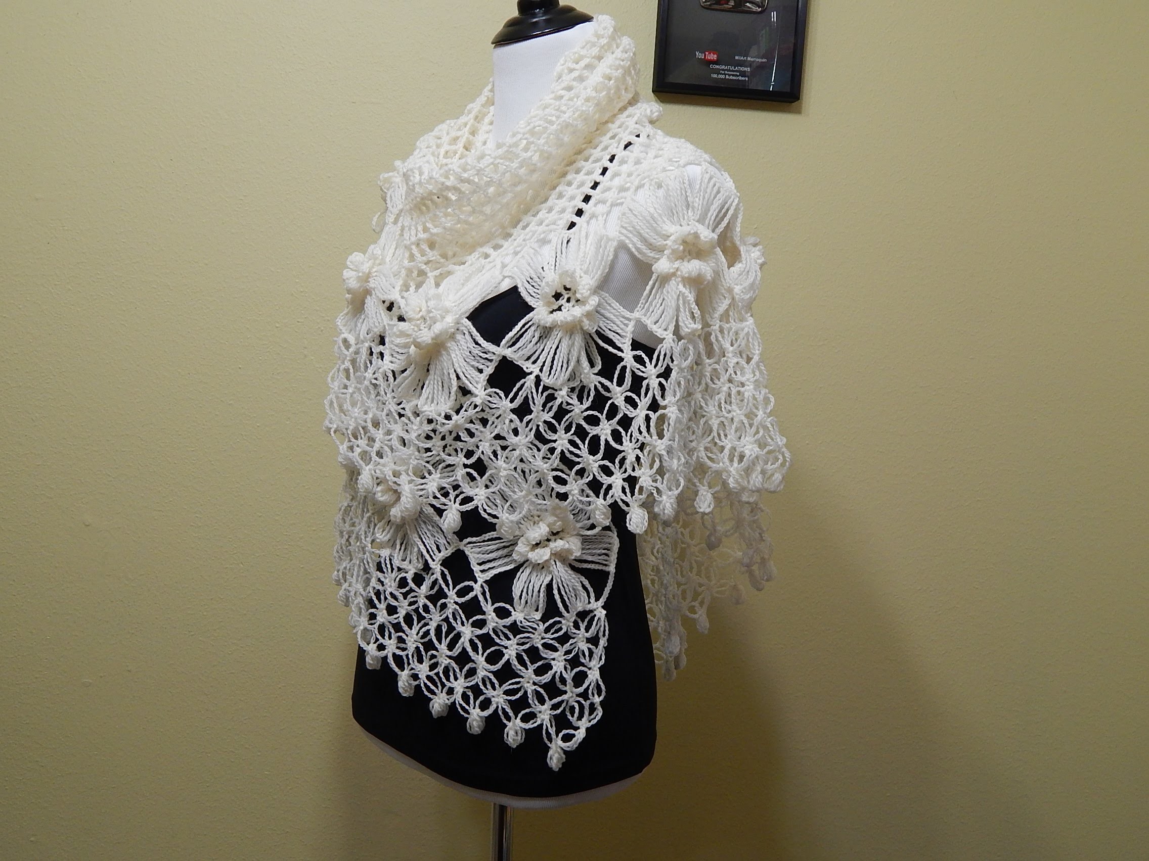 Flor # 14 Horquilla para Chal  Crochet