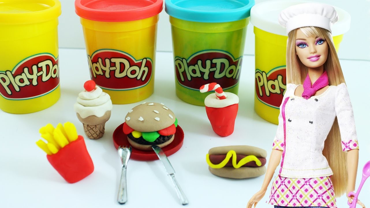 Manualidades para muñecas: Cómo hacer comida rapida para muñecas con Play-Doh
