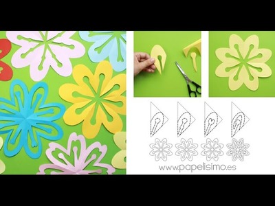 Cómo hacer flores doblando y recortando papel (kirigami paper flowers)