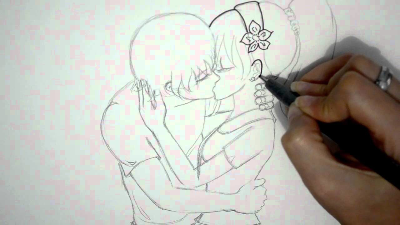 Como Dibujar Una Pareja Anime Besandose Dibujo De Amor