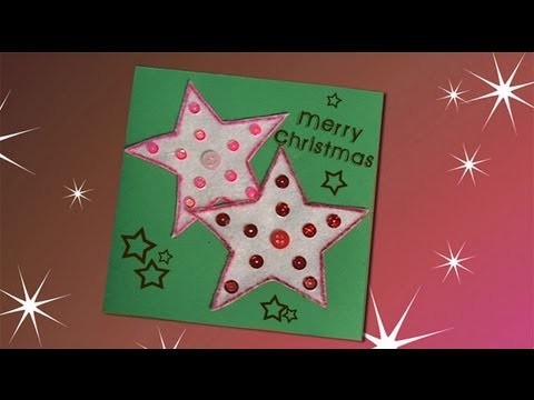 Idea de una postal de Navidad con estrellas, manualidades