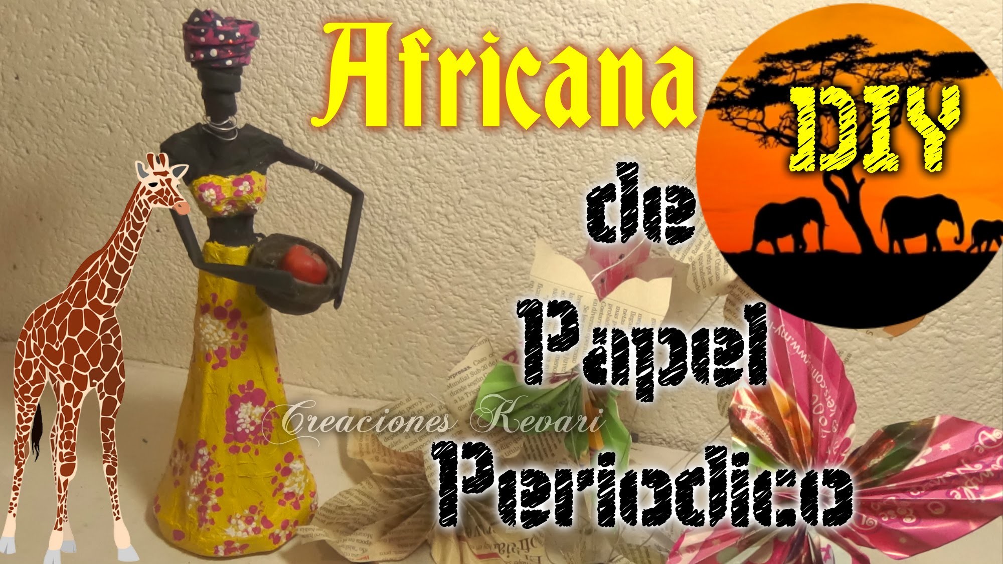 Africana hecha con Papel Periódico DIY Reciclaje.African with news paper