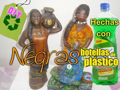 Africanas Porcelana Fría  Botellas plásticas PET , Cerámica.African with recycled packaging