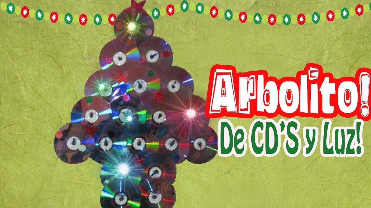 Arbolito Navideño con CD'S y Luces! (DIY-navidad-eco)