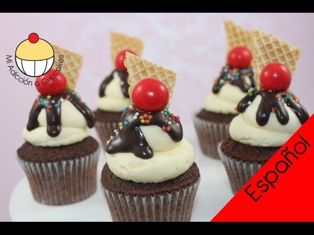 ¡Cupcakes! Haz Cupcakes que parecen Mini Helados Sundae - Un Tutorial Práctico de Cupcake Addiction