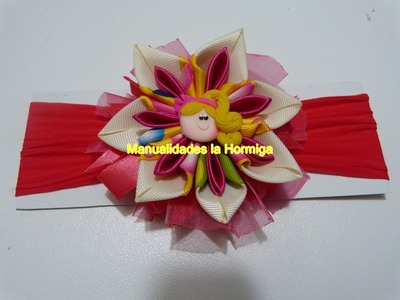 DIY. Como hacer flores dobles en cintas para  accesorios del cabello. double flower headband