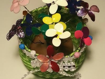 Tutorial: Maceta con flores hechas con alambre y esmalte. Tutorial: Flowers wire and nail polish.