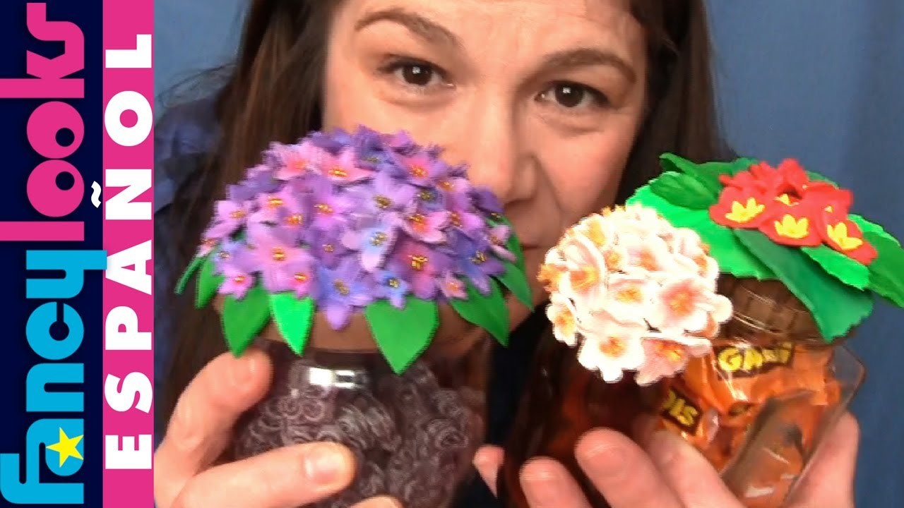 Cómo hacer Flores de goma Eva en tapas de tarros de vidrio reciclados