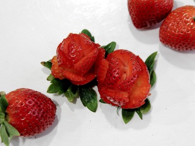 Cómo hacer rosas con fresas. Strawberry flower