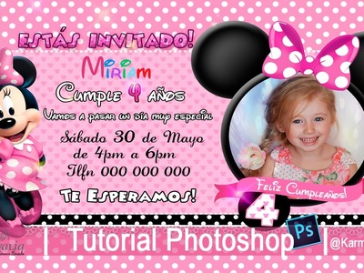 Invitación de cumpleaños Minnie, Tutorial Photoshop: curso Candybar @karmenquesada