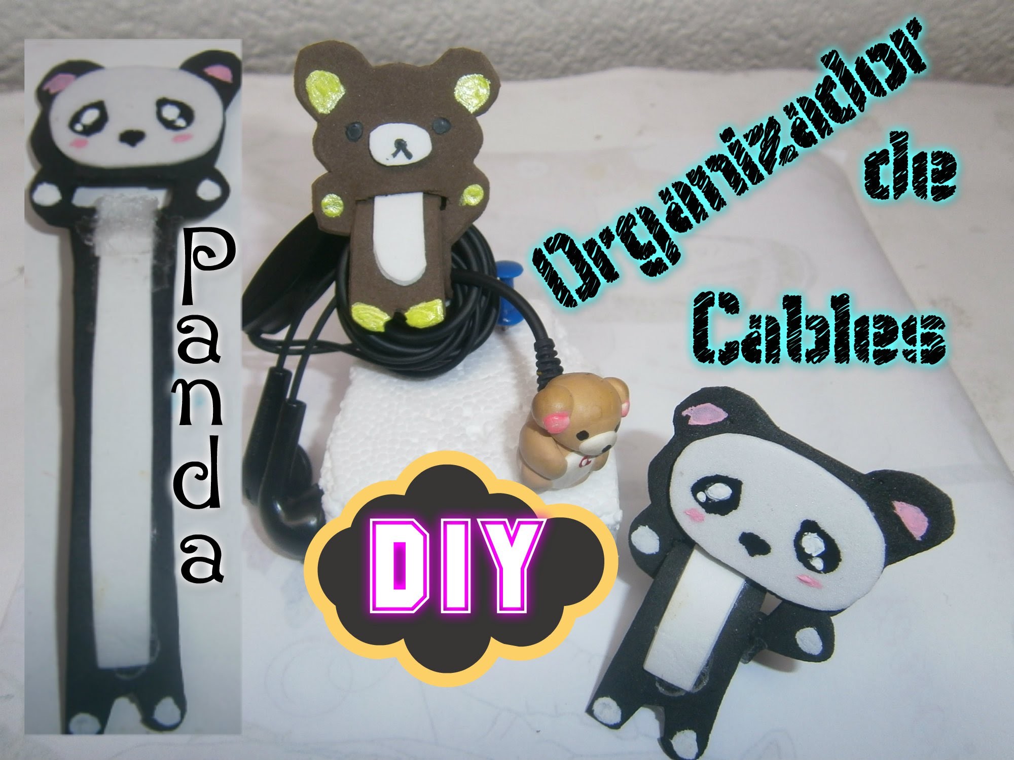 Organizador para Cables audifonos ( Panda) DIY.Headphone Organizer