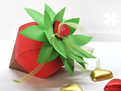 DIY : Cajita para regalo con forma de fresa con. chocolate [Idea San Valentín - Día de la Amistad]