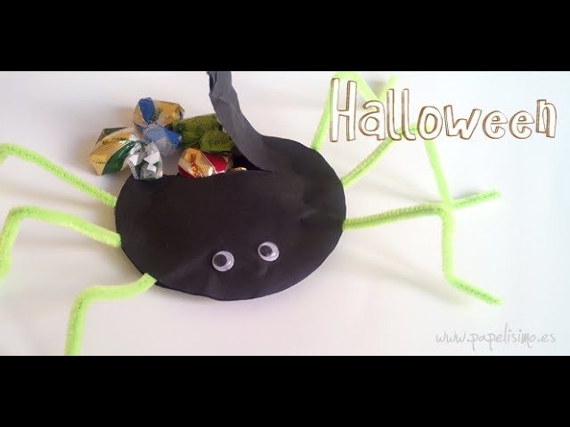 Manualidades fáciles Halloween: Araña 3D rellena de caramelos