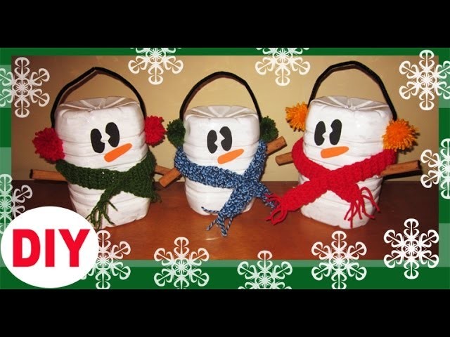 Muñecos de Nieve Con Botes de AGUA Reciclaje. Snowman recycled