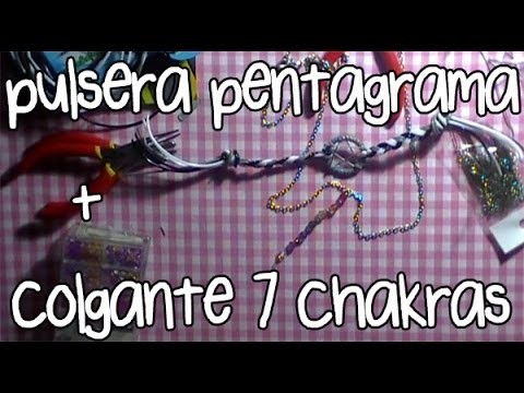 Pulsera wicca pentagrama + colgante 7 chakras ♥ #1.2