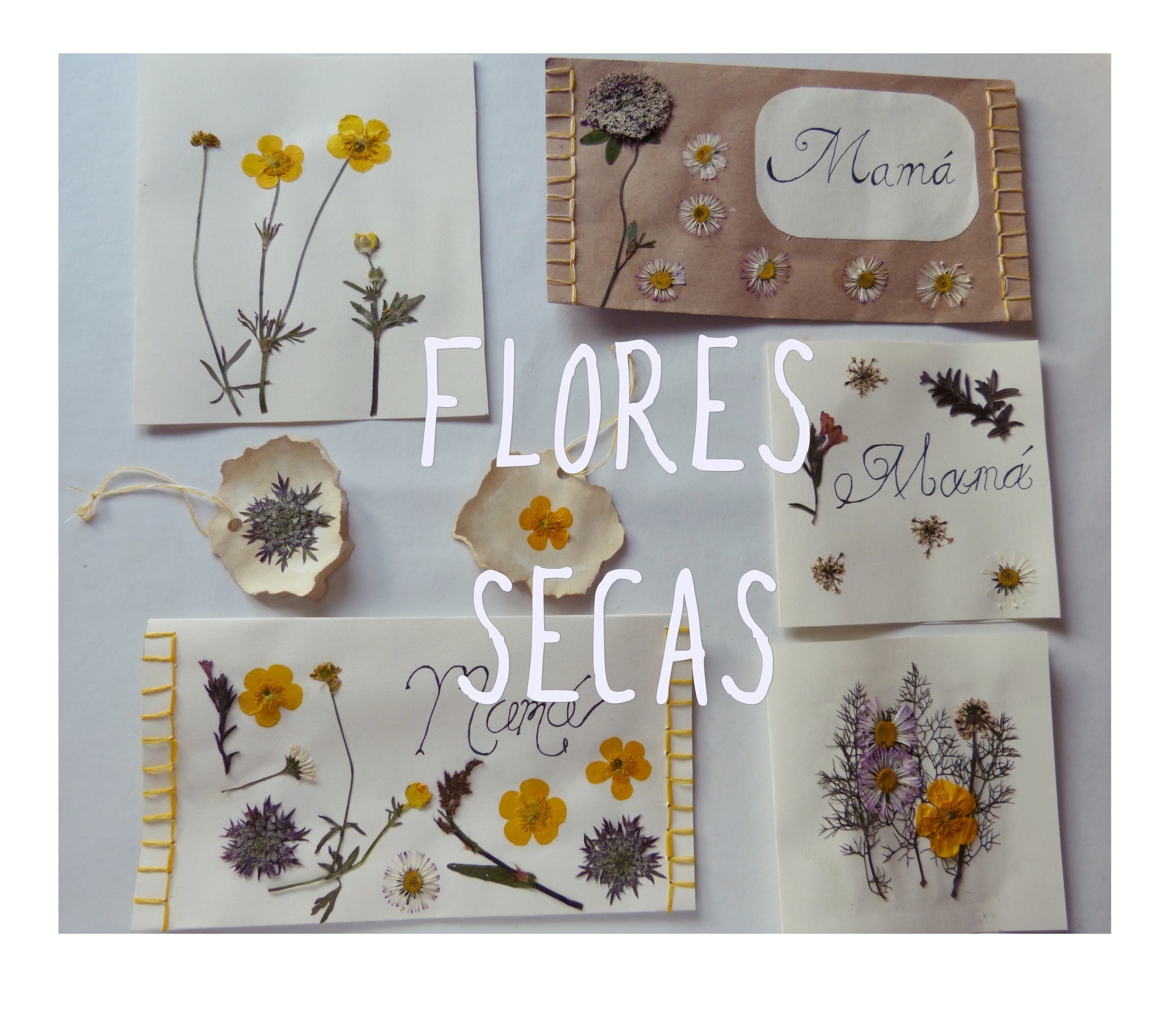 Tarjetas y sobres. Manualidad con flores  para Día de la Madre