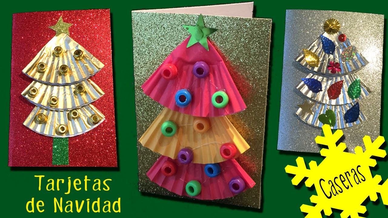 3 Tarjetas navideñas con árbol de navidad fáciles