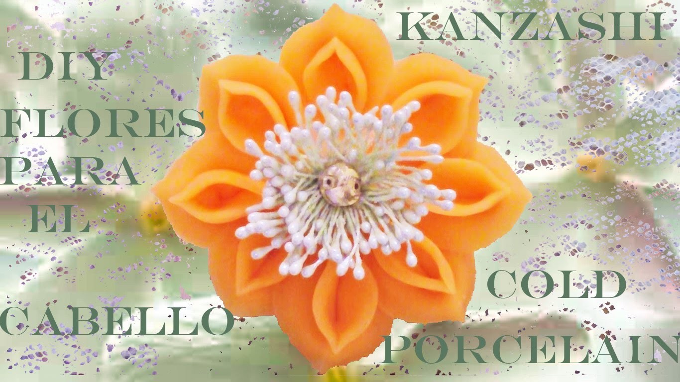 DIY Kanzashi flores de porcelana fría para el cabello - Kanzashi cold porcelain flowers for hair