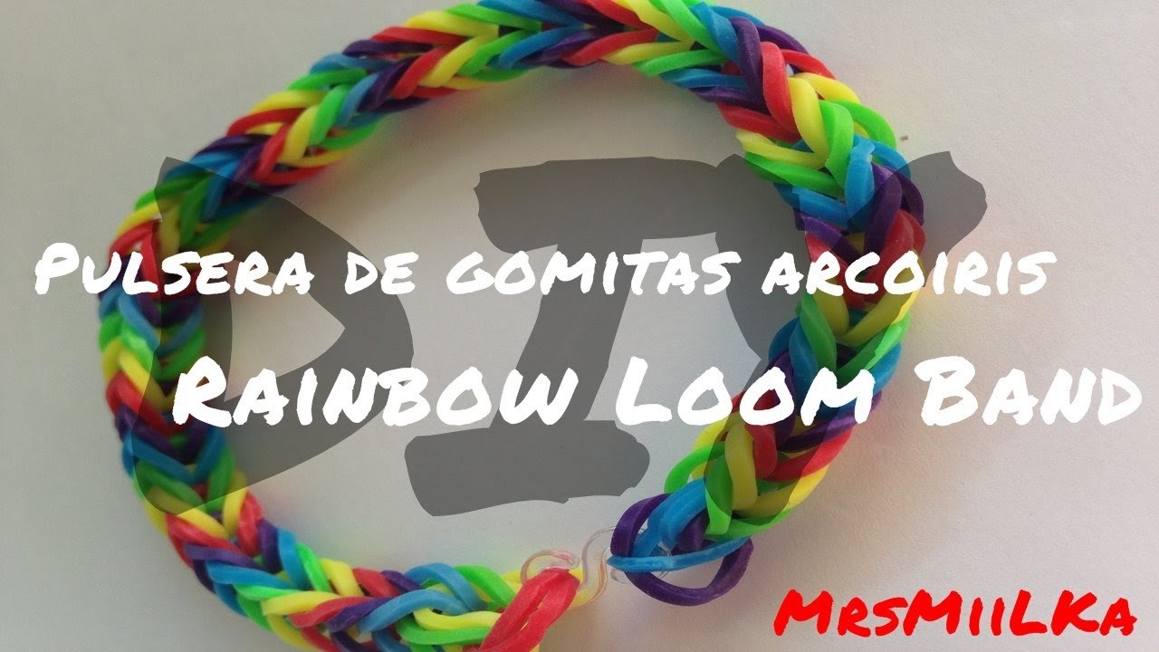 DIY - Pulsera arcoiris gomitas | Rainbow simple loom band | MrsMiiLKa