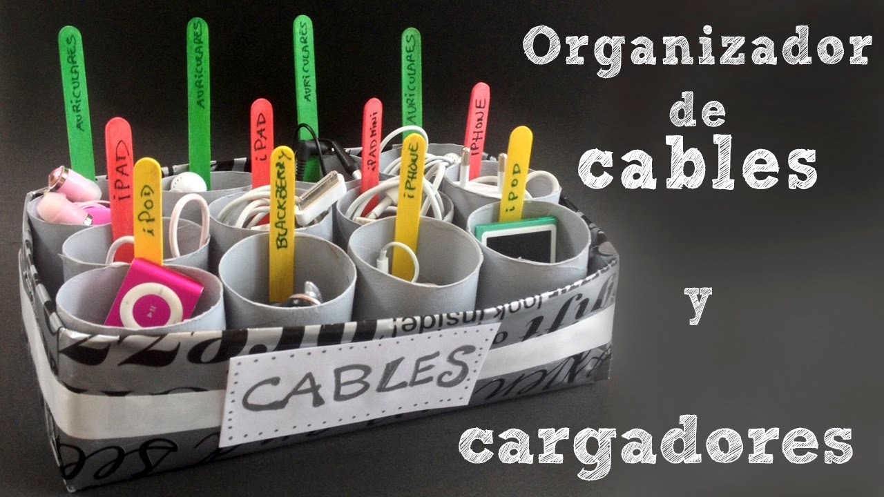 Organizador de cables y cargadores | Organizador con cajas de cartón