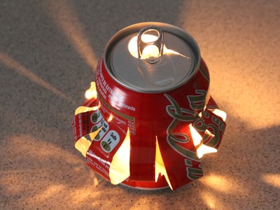 Reciclaje de latas: farolillo. Reciclyng a coke