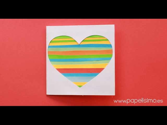 Tarjeta corazón con recortes de papel (Manualidades San Valentín)