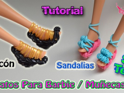♥ Tutorial 2 en 1: Zapatos (Tacón y Sandalias) para Barbie de gomitas (sin telar) ♥