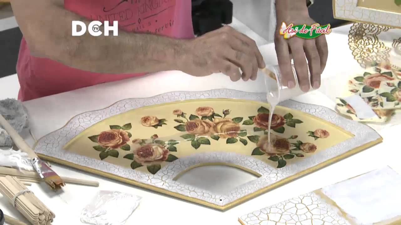 Abanico craquelado y resinado