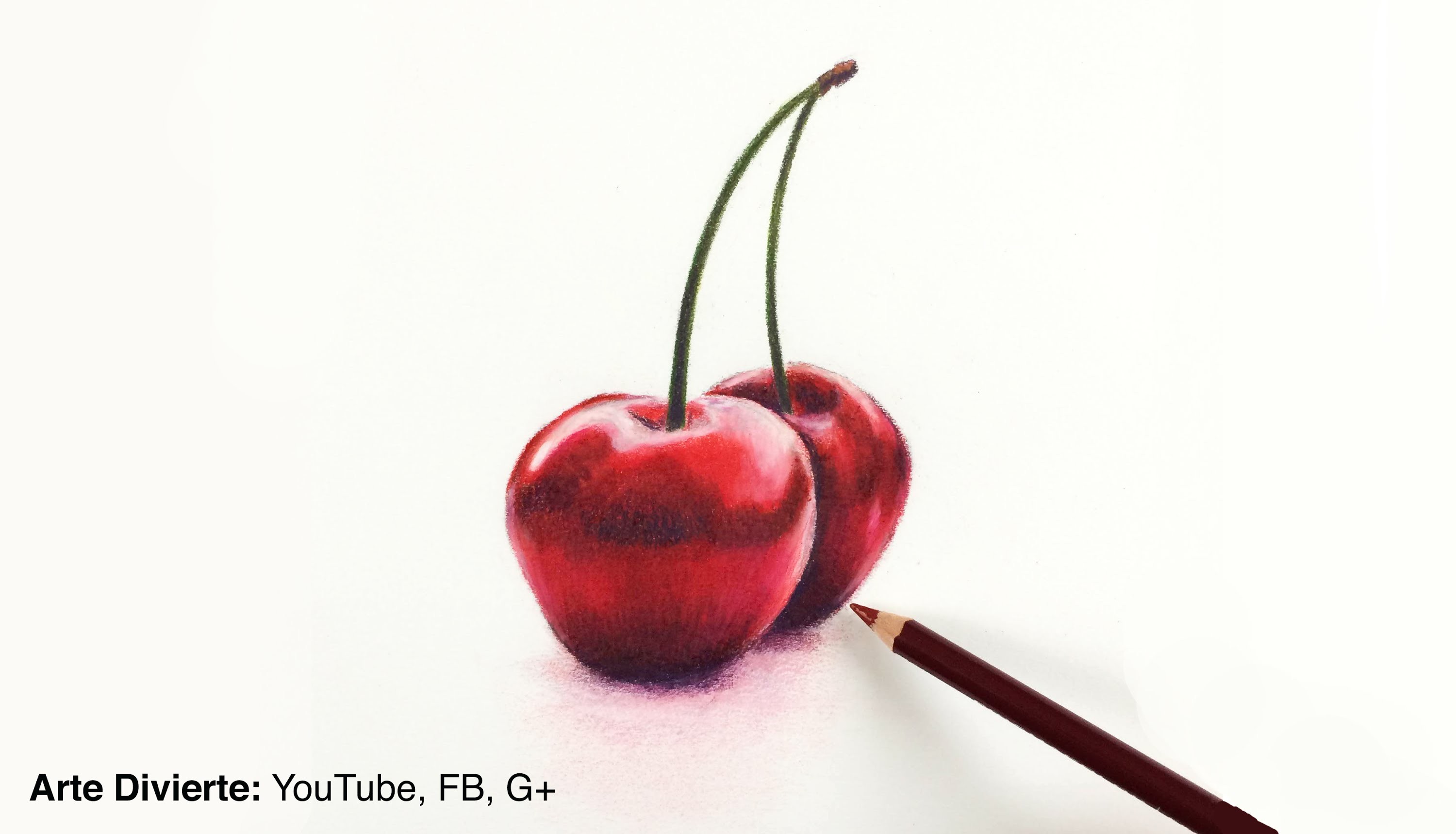 Cómo dibujar cerezas con lápices de colores - Naturaleza muerta - Fruta