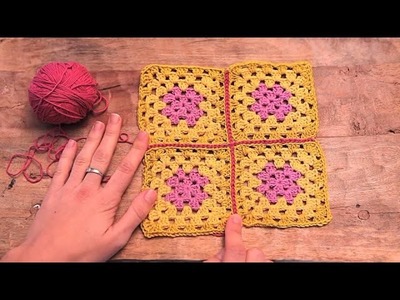 Cómo unir cuadrados con punto raso | How to join granny squares with slipstich