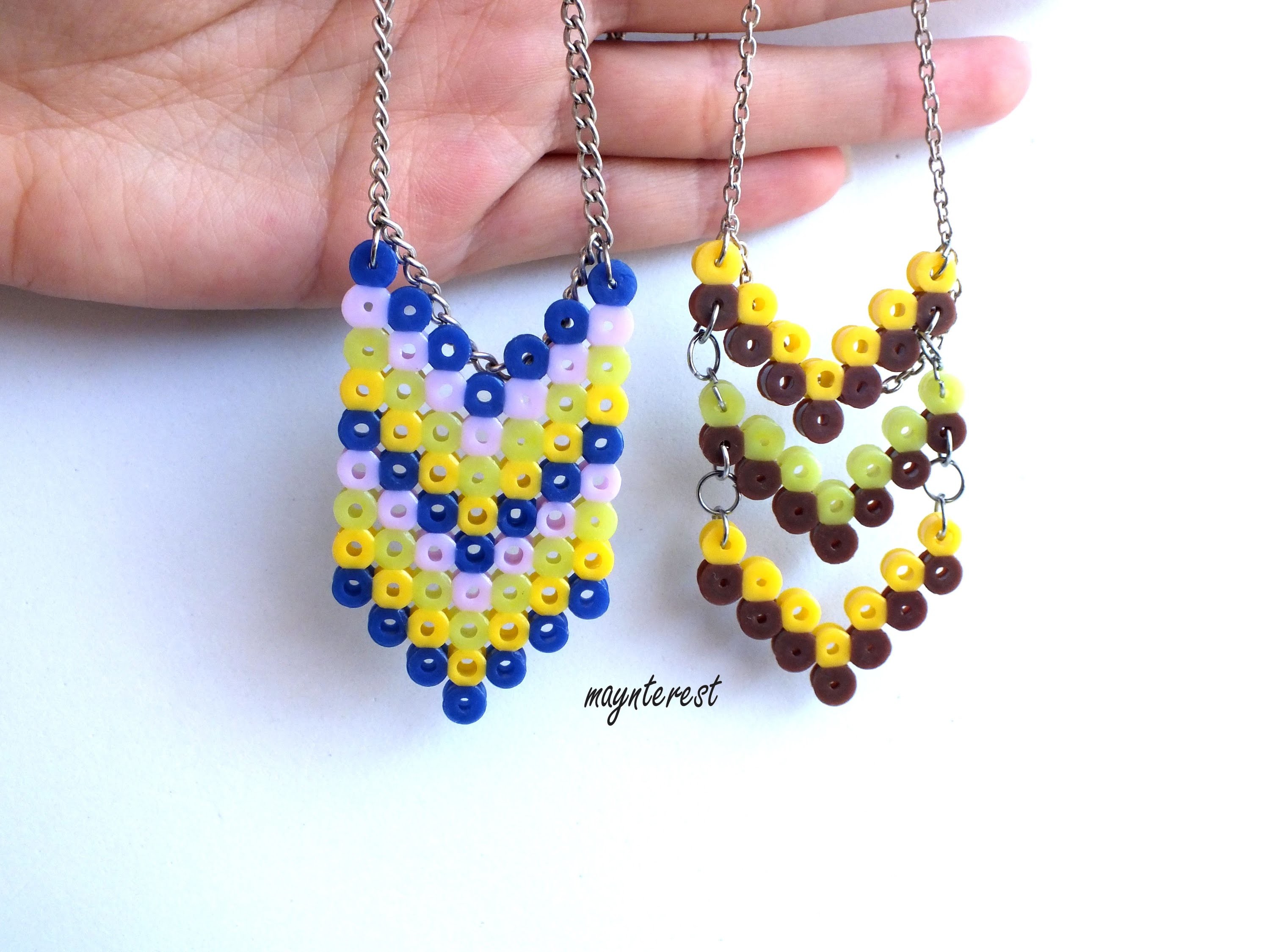 Manualidades DIY: 2 COLLARES distintos de perler beads (hama beads) | Necklaces