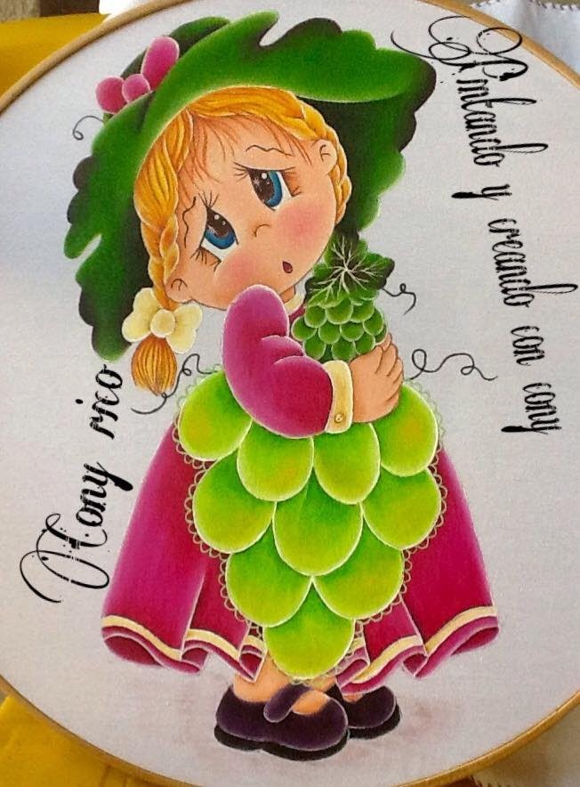 Pintura en tela niña uva # 7 con cony