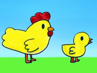 Dibujar es Fácil: Como dibujar una gallina y un pollito