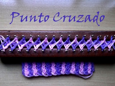 Punto Cruzado Bicolor en Telar Maya. Crossed stitch on loom