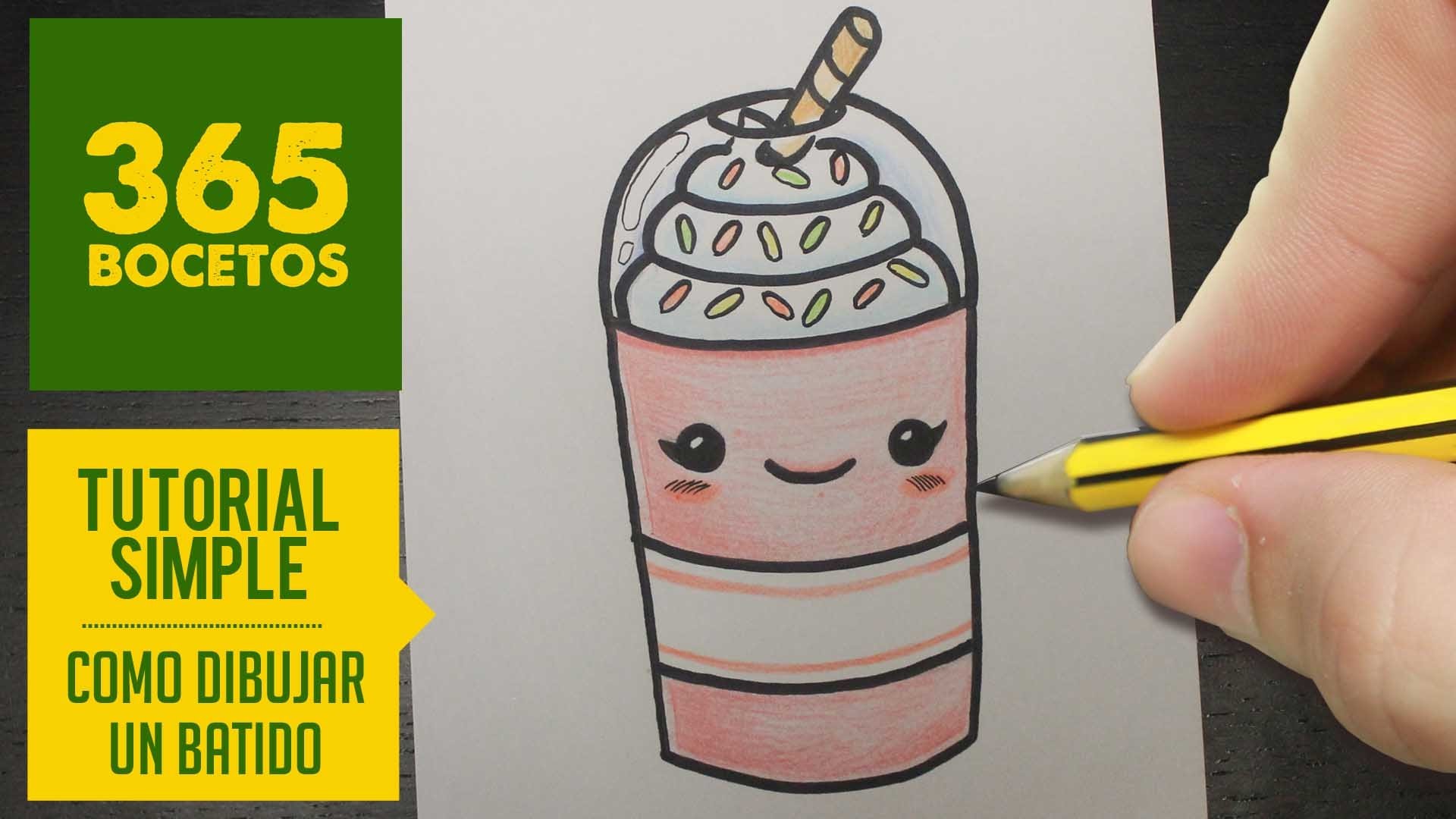 COMO DIBUJAR UN BATIDO KAWAII PASO A PASO - Dibujos kawaii faciles - How to draw a milkshake