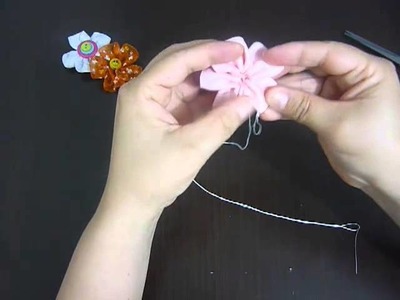 Como hacer una flor en cinta paso a paso . video No.043.Manualidades la hormiga
