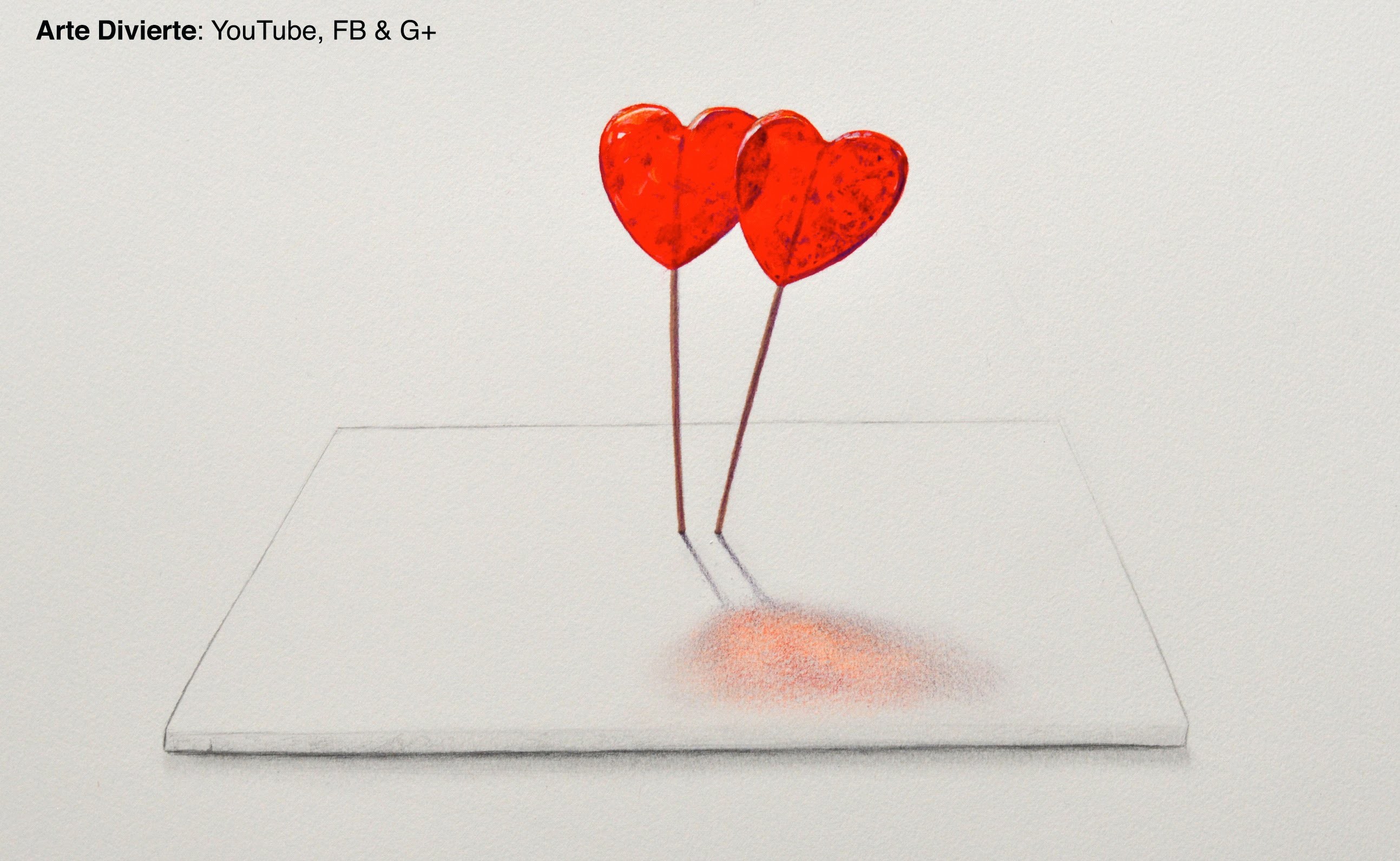 Cómo dibujar paletas de corazón en 3D - Arte Divierte.