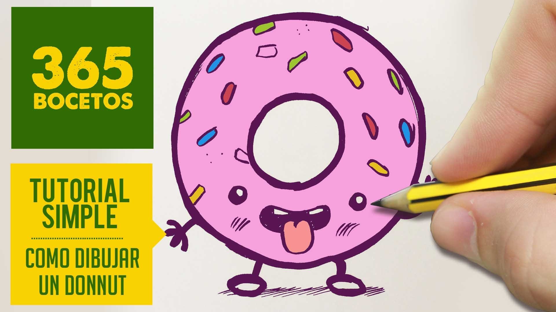 COMO DIBUJAR UN DONUT KAWAII PASO A PASO - Dibujos kawaii faciles - How to draw a donut