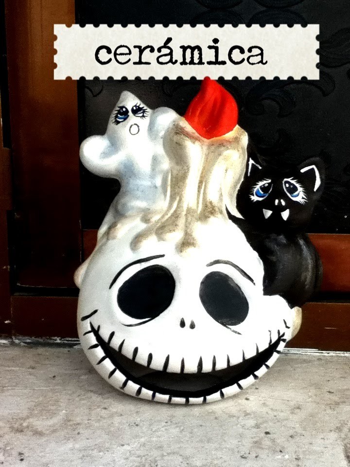 DIY pinta cerámica jack fantasma murciélago Halloween pintura acrílica painted ceramic halloween