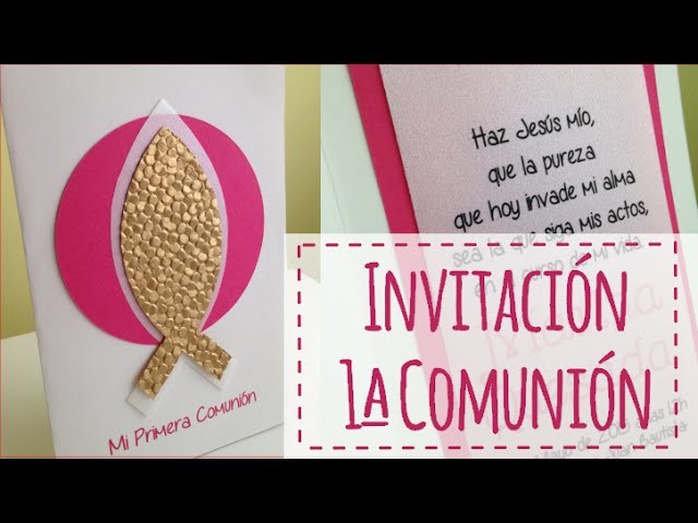 INVITACIÓN DE COMUNIÓN: FUCSIA Y DORADO