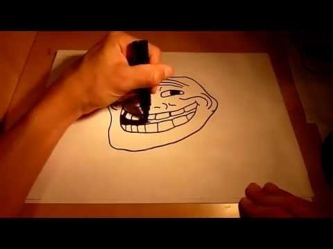 Como dibujar al meme Trollface (En tiempo real)