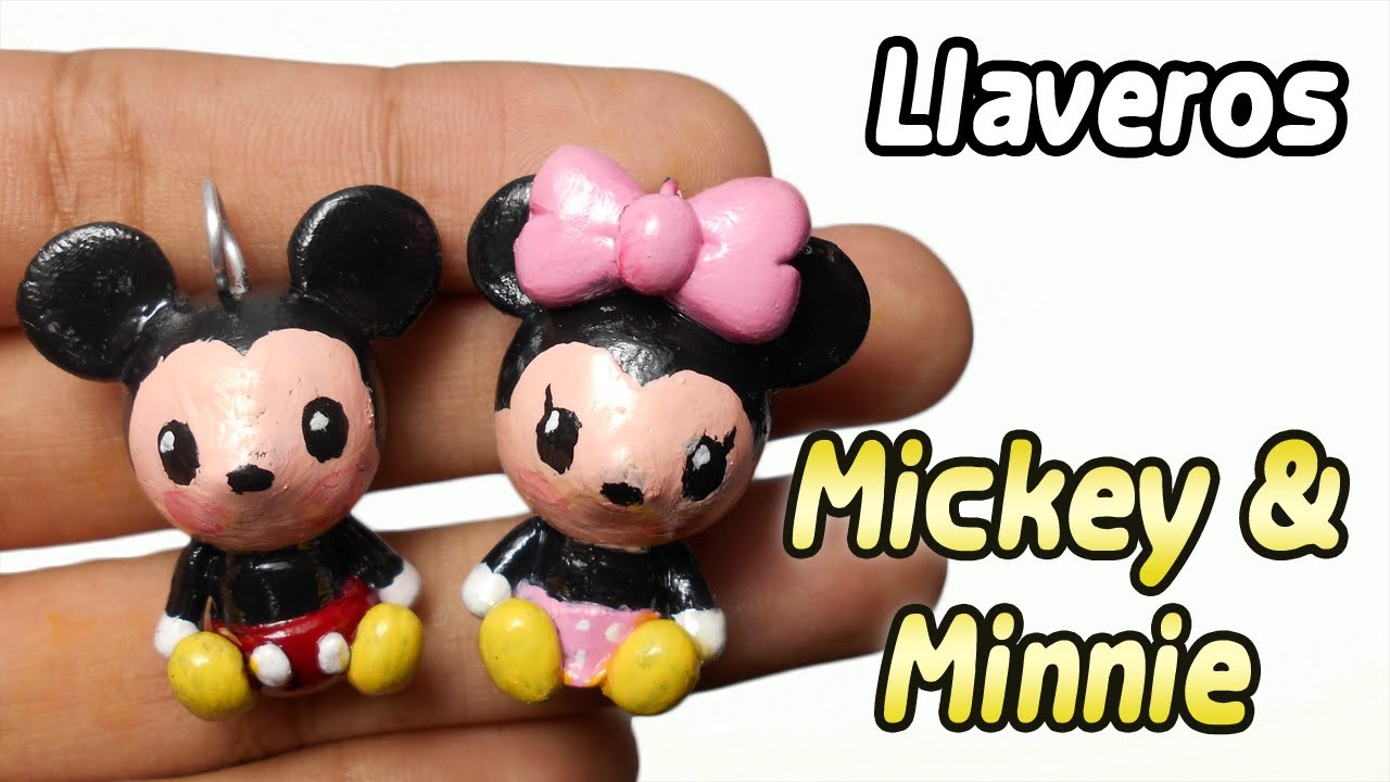 Mickey and Minnie Polymer Clay Tutorial | Llaveros | Porcelana Fria