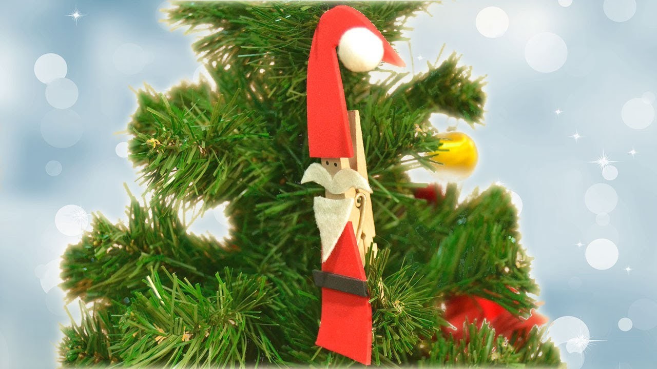 Papa Noel en una pinza. Decoración para tu árbol de navidad