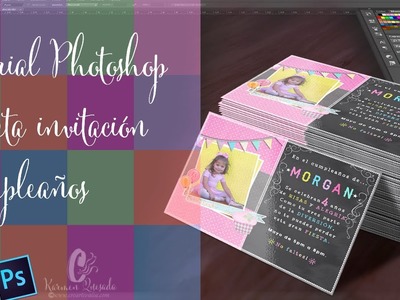 Tarjeta invitación cumple, estilo pizarra (Chalkboard):Photoshop tutorial