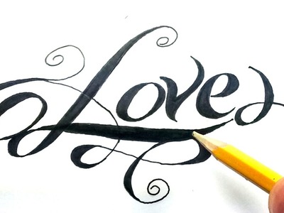 Como dibujar la palabra love paso a paso - (How to draw love in letters) Love en cursiva