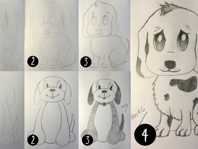 Como dibujar un cachorro de perro - Dibujo paso a paso