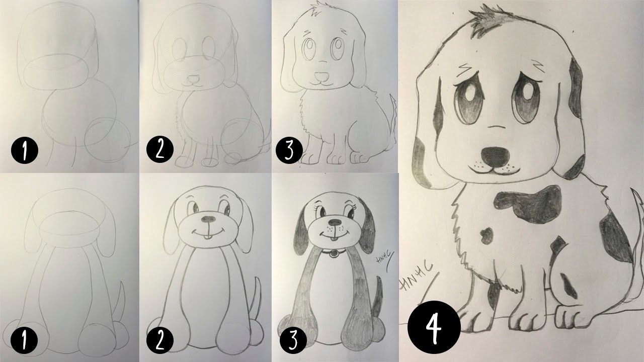 Como dibujar un cachorro de perro - Dibujo paso a paso