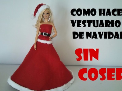 VESTIDO NAVIDEÑO PARA MUÑECAS SIN COSER.how to dress for dolls Christmas