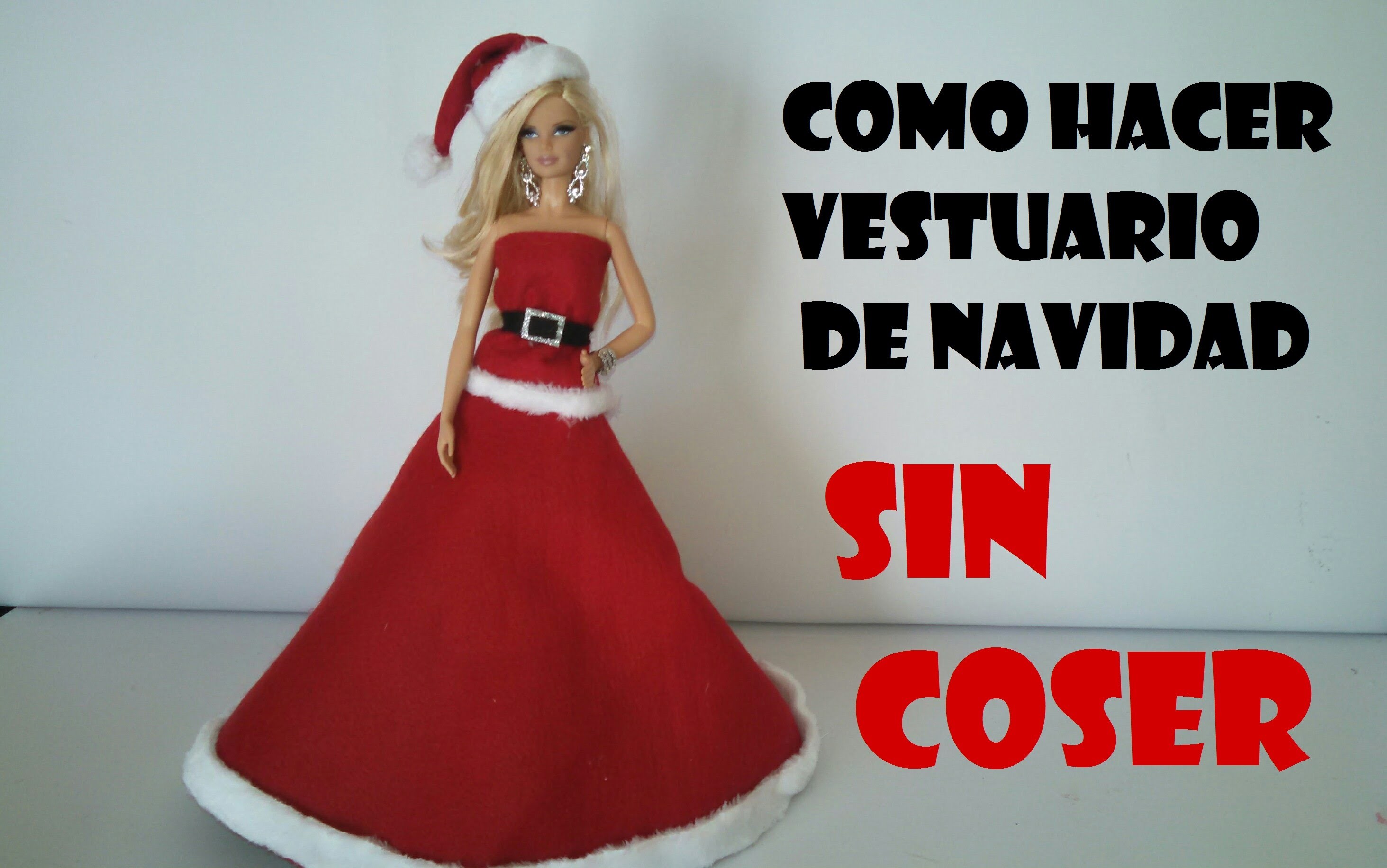 VESTIDO NAVIDEÑO PARA MUÑECAS SIN COSER.how to dress for dolls Christmas